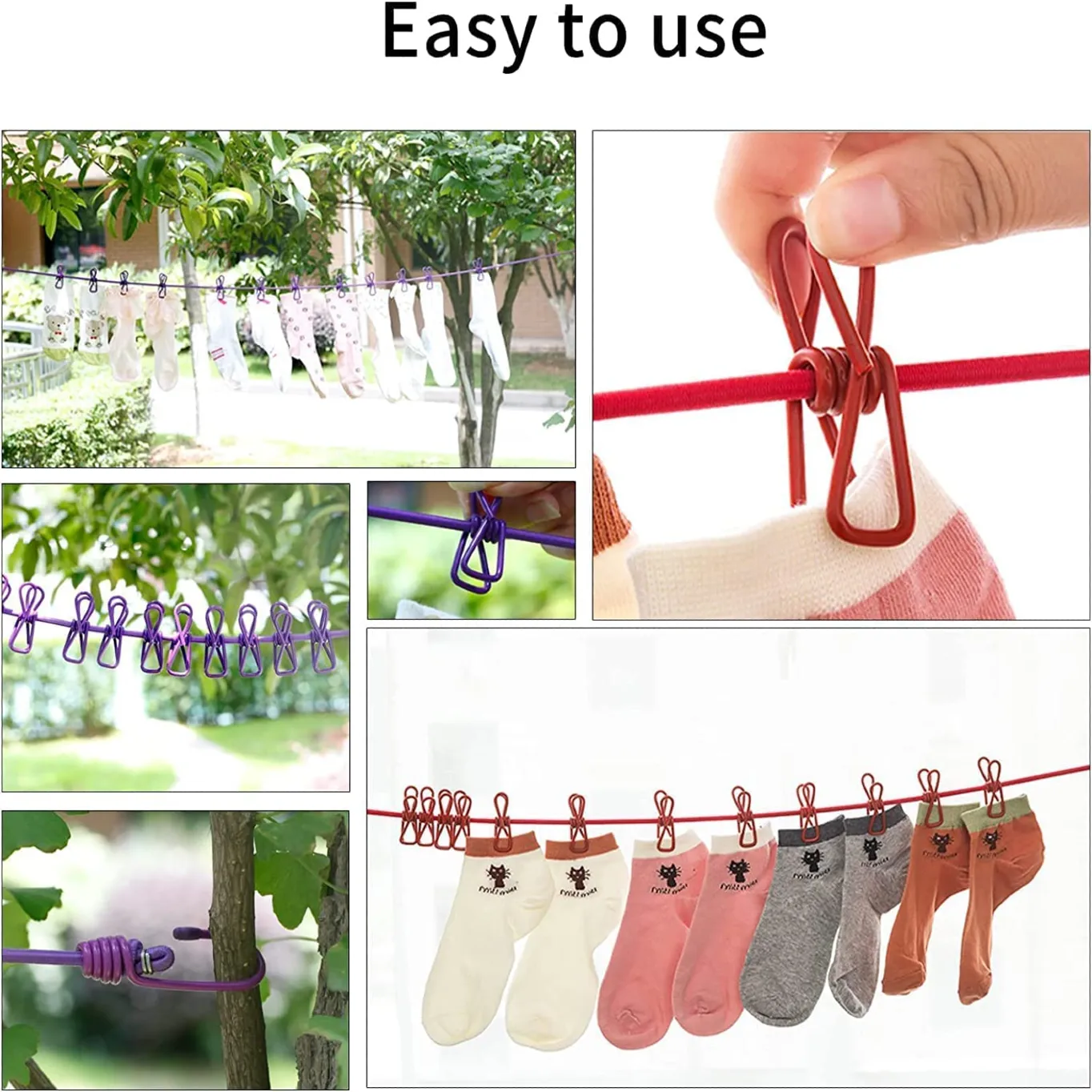 Cloth Drying Rope with Hooks Rope for Drying Clothes Hanging Rope with 12  Clips for Clothes Drying Wire for Clothes Drying Cloth Rope for Drying